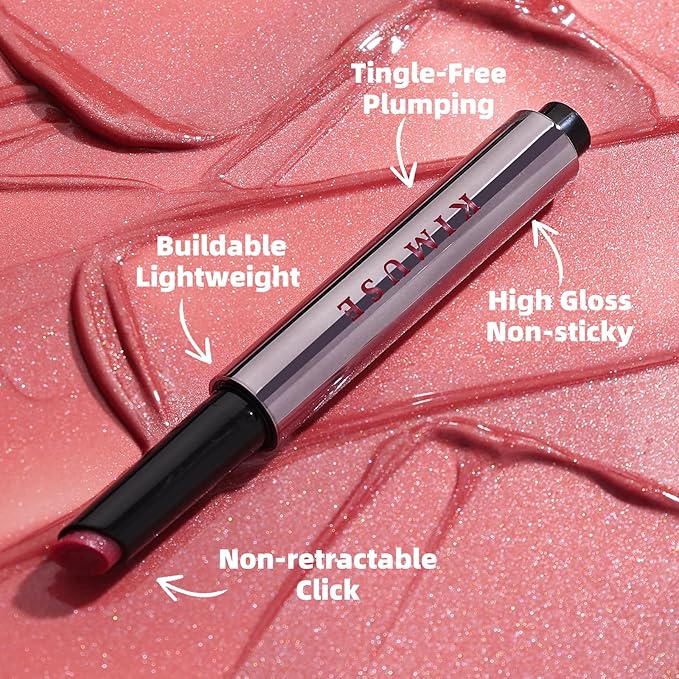 KIMUSE Lip Plumper, Hydrating Korean Lip Gloss, Click Tinted Lip Balm Solid Lipstick for Plumps & Moisturizes, Long-wearing All-in-one Lip Plumping, Gloss, Balm