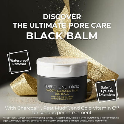 Smooth Cleansing Balm Deep Black – Pore Cleansing & Makeup Removal – Suitable for Sensitive Skin, Eyelash Extensions Safe, 2.64oz (1, Black)