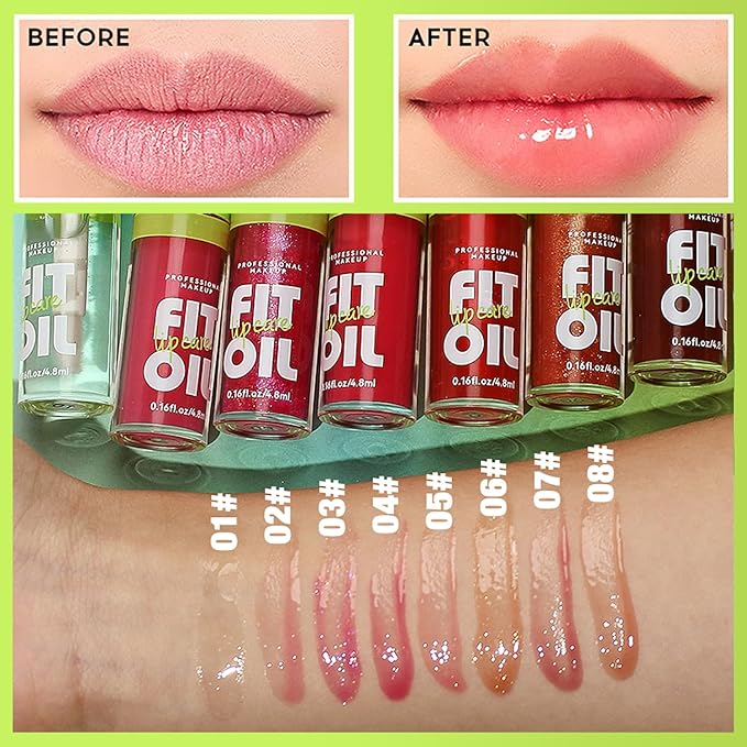 4 Colors Lip Oil Lip Glaze, Big Brush Head Hydrating Lip Glow Oil, Transparent Toot Tinted Nourishing Long Lasting Repairing Lightening Lip Lines (Set A)