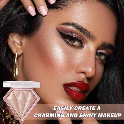 Face Glitter Highlighter Makeup Palette Shimmer Contour Powder Waterproof Long-Lasting, Brightens Face Complexion Contour Illuminator Highlighters Blush Powder Makeup Palette-04 Ginger Color