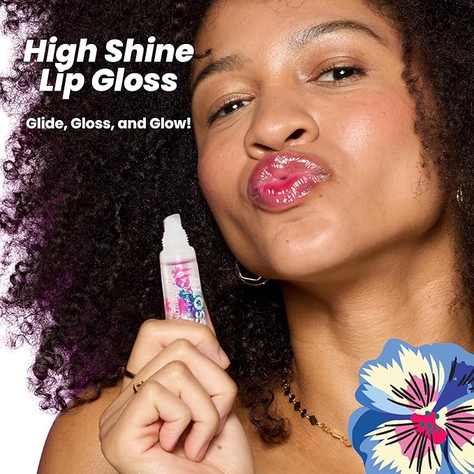 Blossom Lip Gloss Tubes, Raspeberry Scented Thick Clear High Shine Moisturizing Flower Lip Gel with Nourishing Jojoba Seed Oil, Infused with Real Flowers, 0.3oz, Raspberry