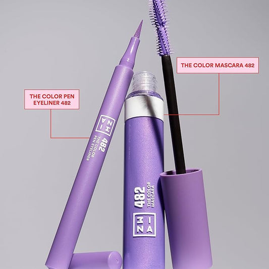 3INA MAKEUP - The Vibrant One Kit - Purple - Perfect Purple Set - The Colour Pen Eyeliner 482 + The Colour Mascara 482 - Durable and Bright Colour - Makeup Set - Vegan - Cruelty Free