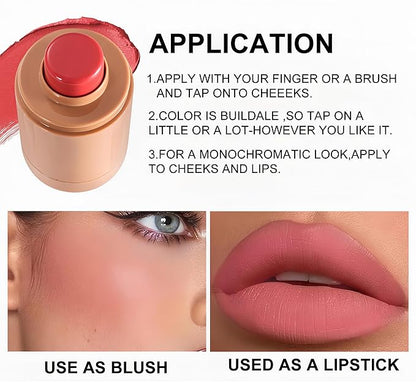 MAEPEOR Matte Blush Stick Creamy Natural Looking Finish Face Blush Long-Lasting Lightweight Buildable Blushes Stick for Cheeks (Color H02)