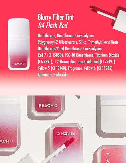 Peach C Blurry Filter 04 Flash Red Korean Lip Stain Marker | Matte Korean Lip Tint Long Lasting w/Soft Blur Finish| Comfortably Light & Long Lasting Lip Tint |Smooth Lip tint Stain 0.21 Fl Oz
