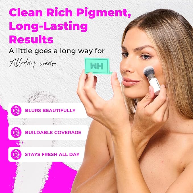 Haute Minute Smooth Setting Vegan Pressed Powder Compact and Matte Blurring Face Powder Foundation Full Coverage – Neutral Ivory – Talc-Free, For Oily & Dry Skin, Travel-Size Makeup with Mirror