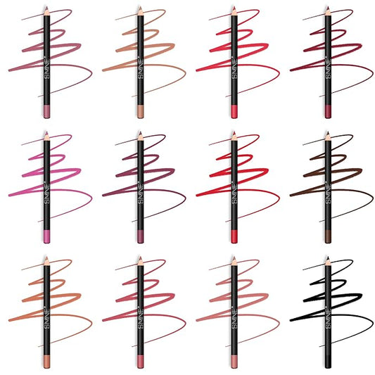IS'MINE 12PCS Lip Liner Pencil, Nice Color Precise Lining Creamy formula Versatile Long Wood Eyeliner Lip Lining kit (Set A)
