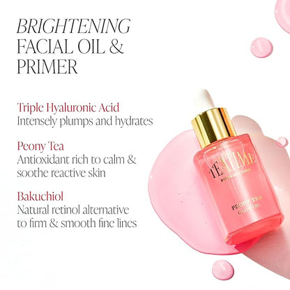 Byroe Peony Face Oil and Primer | Smooth and Hydrate for Flawless Makeup Base | Brighten Skin and Boost Moisture with Hyaluronic Acid & Bakuchiol | Vegan 1.01 FL Oz