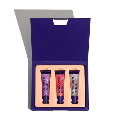 UNICORN SNOT Glitter Lip Gloss - Sparkly Lip Shine - Stocking Stuffers for Women, Gifts for Teen Girls - Vegan & Cruelty-Free Non-Sticky Formula Gloss Glitter Makeup - Original Set of 3