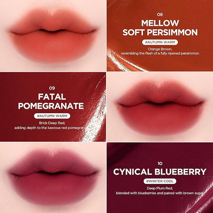 lilybyred Mood Liar Velvet Tint | Korean Moody Matte Lip Stain, Creamy Velvet Texture, Blurring Soft-Focus Effect, Highly Pigmented, Smudge-Proof, Long-Lasting, 0.14 oz. (10 Cynical Blueberry)
