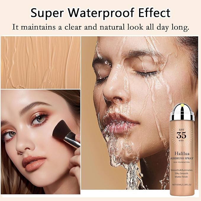 Sunscreen Airbrush Foundation Makeup Spray,SPF 35, Full Coverage Foundation for Mature Skin,Silky Mist Spray Makeup,Long Lasting Waterproof Concealer for Color Correction(#03 Nude)