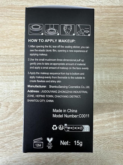 2 PCS Mushroom Head Air Cushion CC Cream Nature Foundation,Foundation Brush Powder Brush,Moisturizing Concealer, Bright Makeup Base Long Lasting (#02 Natural+#03 Warm Nude)