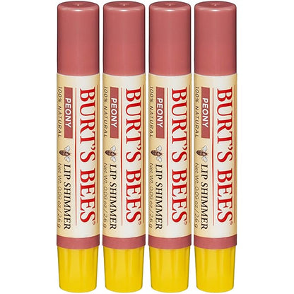 Burt's Bee's Lip Shimmer, Peony - 0.09 Ounces each (Value Pack of 4)