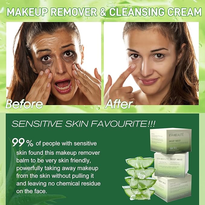 Cleansing Balm Makeup Remover, Melting Removing Cream for Stubborn Makeup and Mascara Remover, Natural Deep Cleansing Balm for Impurities Pore Cleanser, Facial Hydrating Gel Korean Skin Care, 2.65 oz