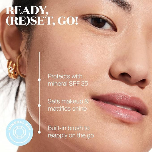 Supergoop! (Re) setting 100% Mineral Powder, Light - 0.15 oz - Makeup Setting Powder + Broad Spectrum SPF 35 PA+++ Sunscreen - With Ceramides, Olive Glycerides & Coated Silica Spheres