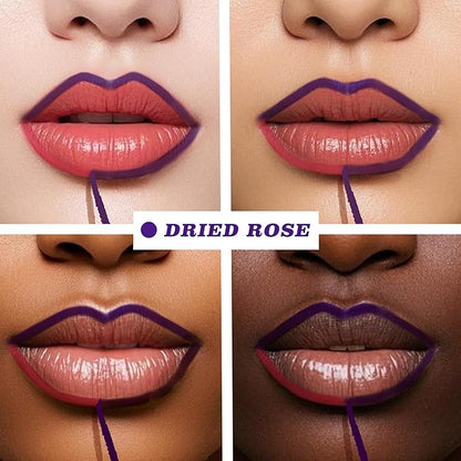 Lip Liner Stain, Long Lasting Peel Off Lip Stain, Waterproof & Transfer-Proof Matte Lip Tattoo, Easy to Use & Natural Finish (Dried Rose)
