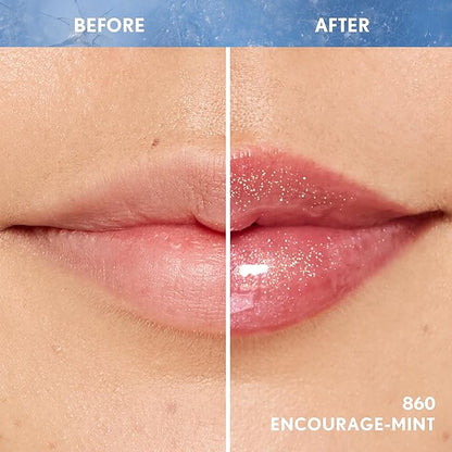 COVERGIRL Clean Fresh Yummy Plumper Lip Gloss, 860 Encourage-Mint, Shiny, Vegan Formula, Easy to Apply, Minty Flavor, 0.33oz