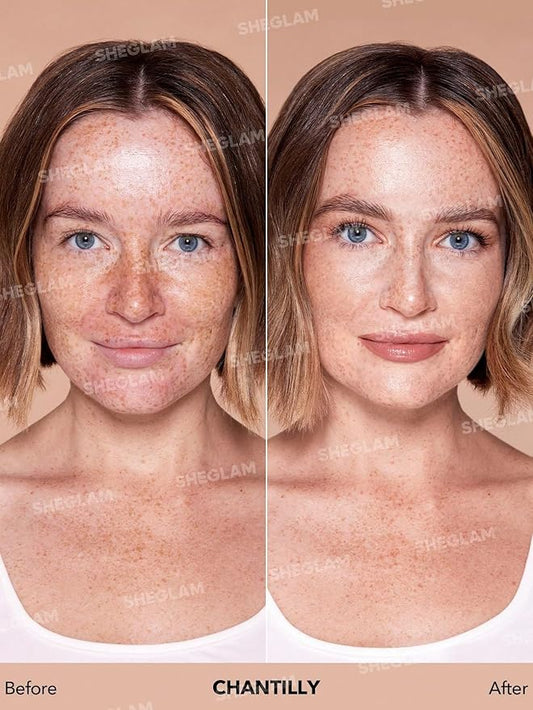 SHEGLAM Skinfinite Hydrating Foundation Flawless Dewy Foundation Hydrating Coverage Invisible Pore Concealer Pore-less Non-Greasy Lightweight Natural Soft Liquid Foundation-Chantilly