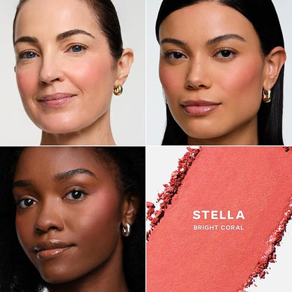 Saie SuperSuede Baked Blush - Talc-Free Powder Blush for All Day Wear - Enriched with Plant-Derived Squalane + Glycerin to Help Moisturize Dry Skin - Stella (.01 Ounce)