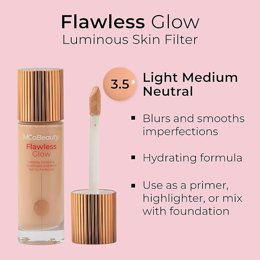 MCoBeauty Flawless Glow Luminous Skin Filter, 3.5 Light, Healthy Glow with Natural Radiance, Vegan, Cruelty Free Cosmetics