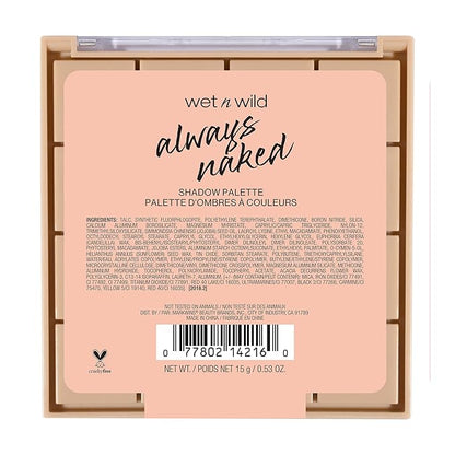 wet n wild Always Naked Palette, Nude Neutral Eye Makeup, Blendable, Warm And Cool Nude Pigments, Matte, Shimmer, Glitter, Creamy Smooth