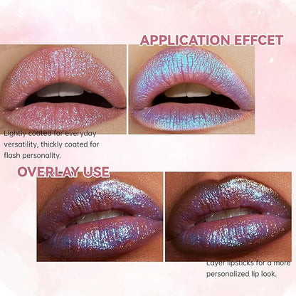 Glitter 2 in 1 Lip Liner and Chameleon Lip Gloss Combo, Gradient Light Brown Lipstick Plumping Lip Pencil Sparkly Liquid Lip Stain Set, Moisturizing Smooth High Shine Lip Combo Lip Makeup