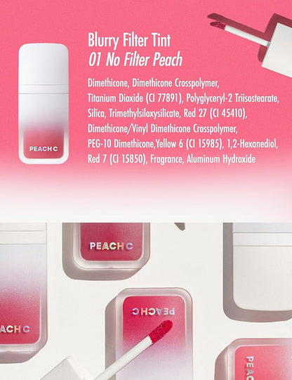 Peach C Blurry Filter 01 No Filter Peach Korean Lip Stain Marker | Matte Korean Lip Tint Long Lasting w/Soft Blur Finish| Comfortably Light & Long Lasting Lip Tint |Smooth Lip tint Stain 0.21 Fl Oz