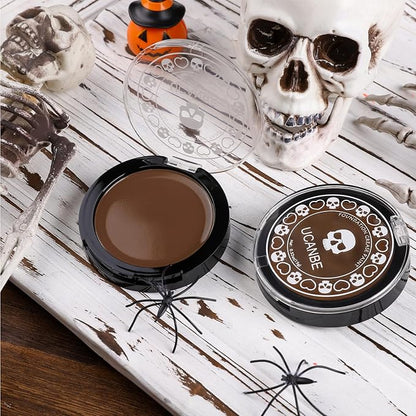 UCANBE Brown Face Body Paint Makeup Foundation, Non-Toxic Greasepaint for Kids & Adult, Waterproof Cream Face Painting Kit for Halloween Werewolf Leopard Camo Hunting SFX Make Up, Cosplay & Costumes