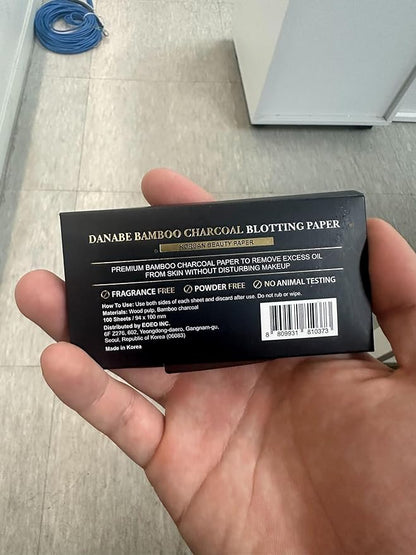 [KPOP Beauty] Makeup Oil Blotting Paper - DANABE Bamboo Charcoal Face Oil Blotting Sheets - Korean Skincare Oil Absorbing Sheets - Sweat Blotting Sheets for Face (4x3.6 in.100 Large Sheets)