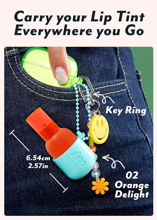 I'M MEME Water Gel Tint - Color Key Ring | Gift, Highly-pigmented, Long Lasting, Travel-Friendly, Lip Stain, 02 Orange Delight, 0.09 Oz