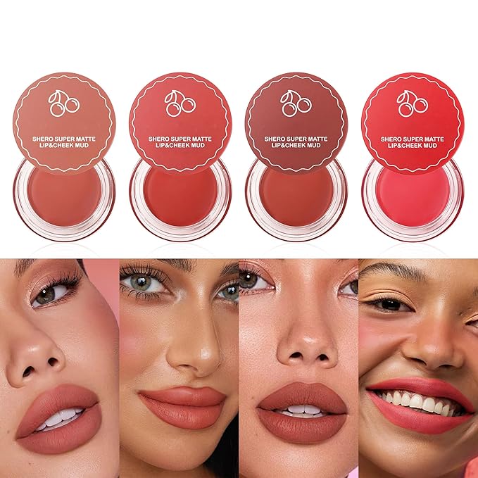 Lip and Cheek Blurring Pudding Pot, Blurry, Buildable and Lightweight Lip Tint, Creamy Multi-Purpose Blurring and Mousselike Pudding Pots for Women Lips, Cheek & Eye, 02# Vitality Coral Red