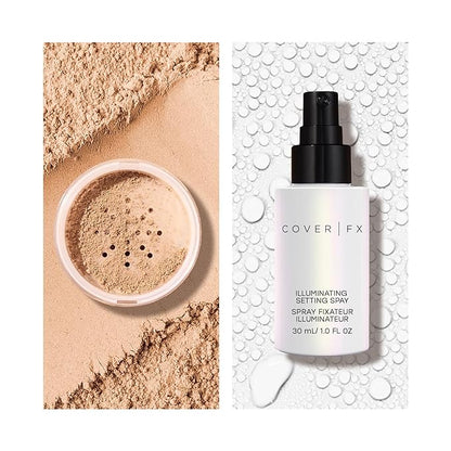 COVER FX Illuminating Setting Powder Duo - Light - Lightweight Finishing Powder - Sets Makeup All-Day