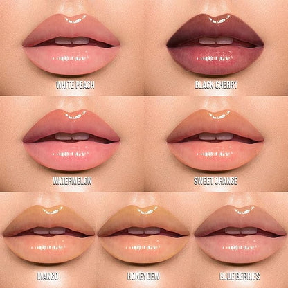 Juvia's Place Magic Lip Oil - Black Cherry - Smooth, Hydrating w/Vitamin E for Soft, Glossy, Juicy Lips - Infused with Fruit Extracts - Tinted, Shimmering, Lightweight & Non-sticky Lip Oil for Summer