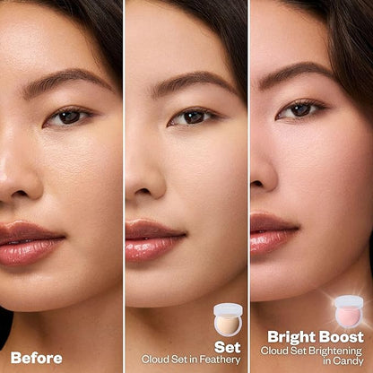 Kosas Cloud Set Face Setting Powder - Smoothing Shine Control, Soft, Sheer Translucent Makeup Finish, Portable & Long-Lasting Loose Pressed Baking Powder - Breezy (Sheer Light)
