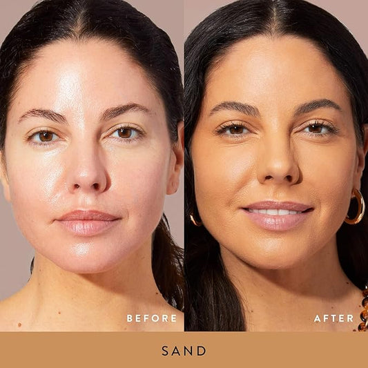 LAURA GELLER NEW YORK Baked Starter Kit - Full Coverage: Double Take Powder Foundation, Sand + Best of the Best Face Palette + Retractable Angled Kabuki Brush
