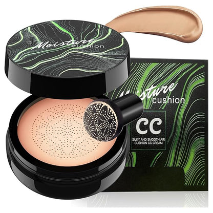 Mushroom Head Air Cushion CC Cream - Moisturizing & Oil Control BB Cream Foundation Create Long-Lasting, Waterproof Makeup Base Primer, Concealer Full Coverage for All Skin Types (Medium Deep)