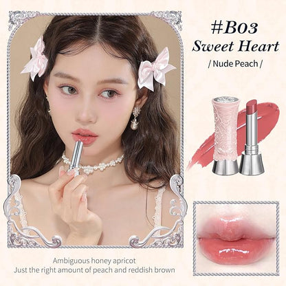 Flower Knows Swan Ballet Shine Lipstick,Hydrating Solid Lip Gloss,Moisturizing Nude peachy Tinted Lip Balm-Long Lasting Lip Gloss in Balm for Girls&Women,Vegan & Cruelty-Free(B03 Sweet Heart)