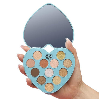 KimChi Chic Spinning Hearts Love Eyeshadow & Pigment Palette - 12 Shades for Soft Glam to Bold Looks, Long Lasting, Blendable, Cruelty Free, Partner in Crime 0.3 oz