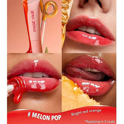 4 Colors Hydrating Jelly Lip Gloss, Moisturizing Tinted Lip Balm, Long Lasting Waterproof Non-Stick Cup Lip Glaze Set, High Shine Mirror Liquid Lipsticks Brighten Plumping Lipstick