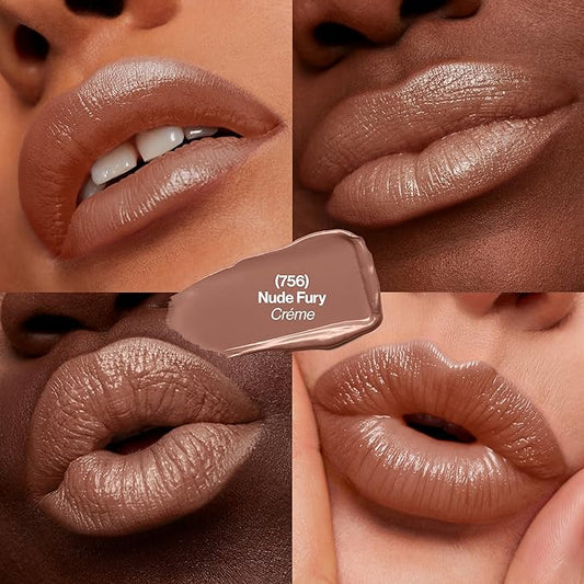 Revlon Super Lustrous Lipstick, Creamy Formula For Soft, Fuller-Looking Lips, Moisturized Feel, 756 Nude Fury, 0.15 oz