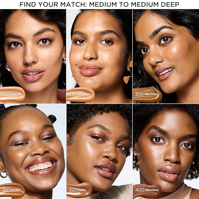 L'Oreal Paris Lumi Le Glow Skin Tint, Lightweight Water-Based Tinted Serum with Foundation-Like Coverage, Glow Illuminator, Neutral 300, 0.85 Fl Oz