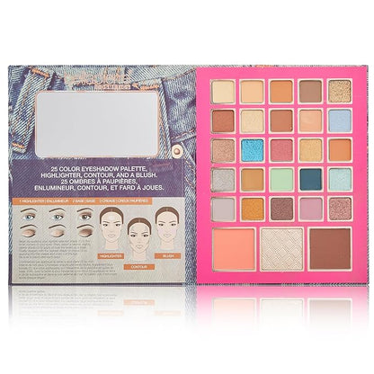 Bellapierre 90s Glam Face & Eye Book Palette | 25 Eyeshadow Shades with Blush, Bronzer, & Highlighter | Non-Toxic & Paraben Free | Vegan & Cruelty-Free