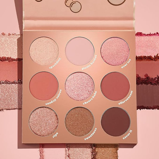 ColourPop By The Rosé Eyeshadow Palette - Pink & Red Neutral Palette with Metallic and Cream Matte Finishes - High-Pigment Eye Makeup with a Long-Wearing Formula (0.3 oz)