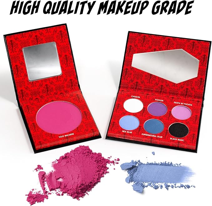 Rubies Officially Licensed Elvira Makeup Kit - Complete Makeup Set Eyeshadow Palette, Lipstick, Lip Gloss, Black Eyeliner, Blush, Makeup Bag, Premium Halloween Make Up for Adults Costume Makeup Kit