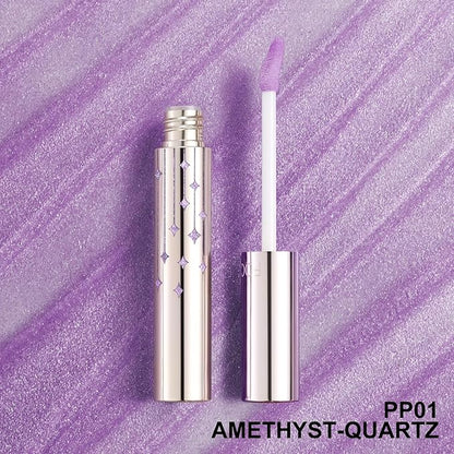 FOCALLURE High Shine Glitter Lip Gloss,Hydrates and Soothes Lips for a Gorgeous,Delivers a Non-sticky Glossy finish,Long-lasting Shine & Fuller-looking Lip Makeup,PP01 AMETHYST-QUARTZ