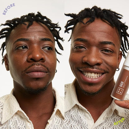3INA MAKEUP - The 3 in 1 Foundation 669 - Base de Maquillaje Marron oscuro con Subtono Amarillo - Base 3 en 1 con Primer y Corrector - Base Maquillaje con SPF 15 y Vitamina C - Vegan - Cruelty Free