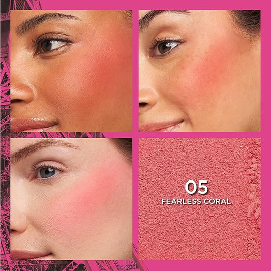 L'Oreal Paris Infallible Up to 24H Fresh Wear Soft Matte Blush, Blendable, Long-Lasting and Waterproof Cheek Make Up, Fearless Coral 05, 0.31 Oz