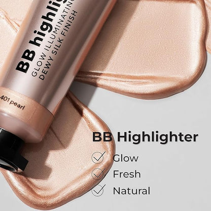 Dewy Cream BB Highlighter - Lightweight, Buildable and Luxuriously Glossy with Radiant, Natural-looking, Non-Greasy, Moisturizing, and Long-Lasting Formula for Flawless, Skin-Brightening - 401