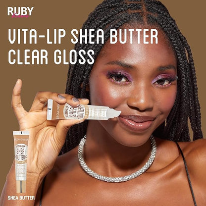Ruby Kisses Broadway Vita-Lip Clear Lip Gloss (Shea Butter 6 Pack), Ultra-Hydrating & Soothing Formula with Multi-Vitamin Oils, High-Shine Non-Sticky Finish, Nourishing Lip Balm for Healthy Lips