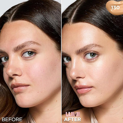 L'Oreal Paris Lumi Le Glow Skin Tint, Lightweight Water-Based Tinted Serum with Foundation-Like Coverage, Glow Illuminator, Warm 130, 0.85 Fl Oz