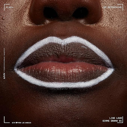NYX PROFESSIONAL MAKEUP Line Loud Lip Liner, Longwear and Pigmented Lip Pencil with Jojoba Oil & Vitamin E - Gimme Drama (White)